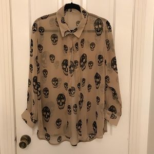 Sheer skull button down